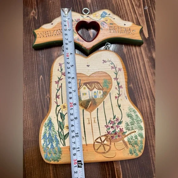 Vintage Folk Art Wooden Welcome Friends Sign Hand Made in Mexico - Picture 6 of 7